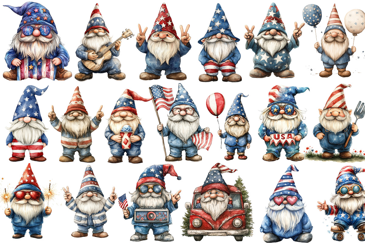 Groovy 4th of July Gnomes PNG, an Illustration by SinaCreation (Photo 2 of 5)