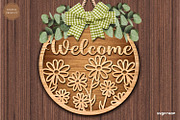 Welcome Floral Door Sign SVG Bundle, a Decorative Illustration by svgocean (Thumbnail 4 of 16)