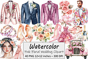 Pink Floral Wedding Clipart, an Illustration by Design Market (Thumbnail 1 of 4)