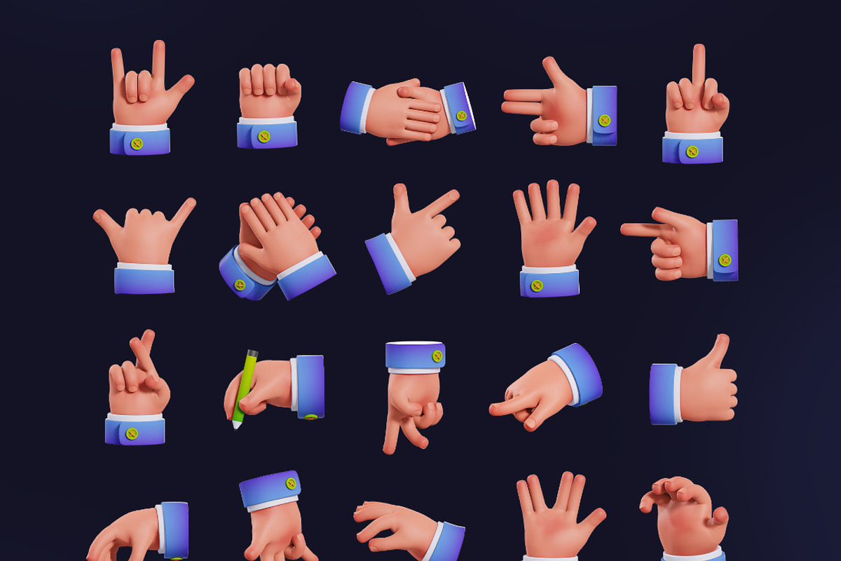 Hand Gestures 3D Icons, an Object 3D Model by Rakata Studio (Photo 7 of 7)