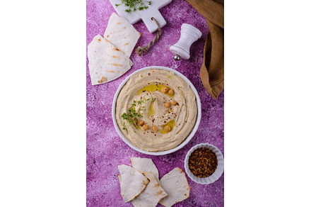 Hummus from chickpeas and pita bread, a Food & Drink Photo by Yulia Furman