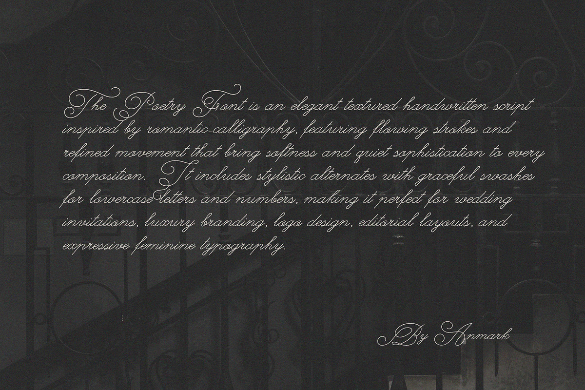 The Poetry Elegant Swash Script Font, a Script Font by AnMark (Photo 3 of 13)