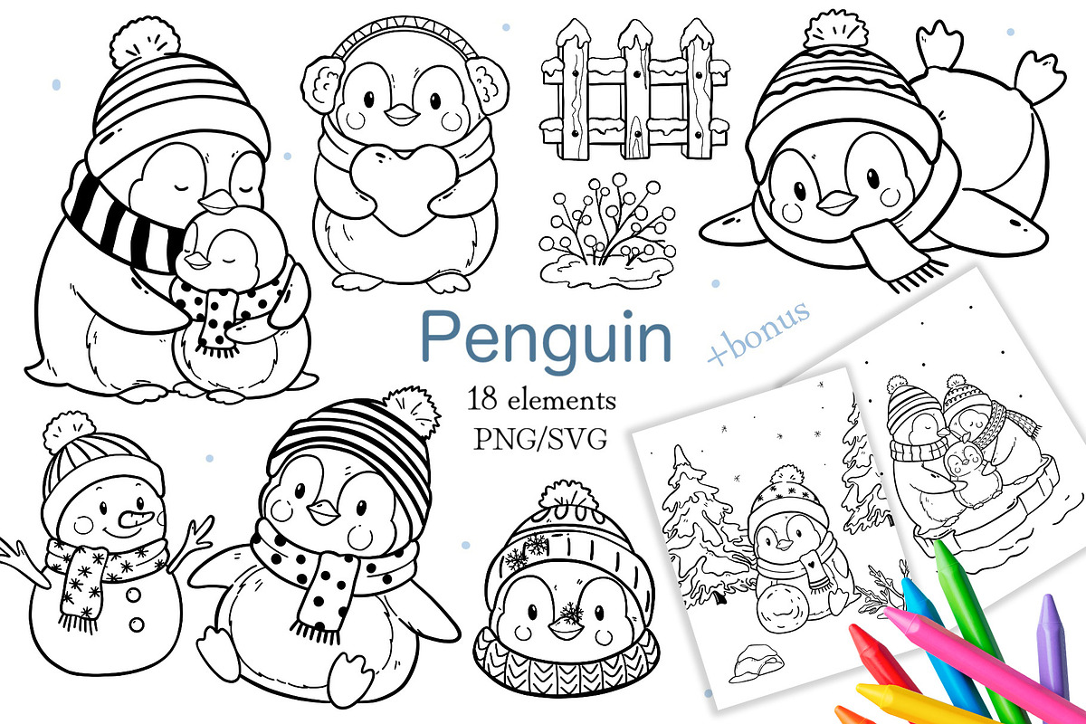 Winter Penguin PNG SVG Clipart, an Animal Illustration by ArtGiftsStudio (Photo 1 of 4)