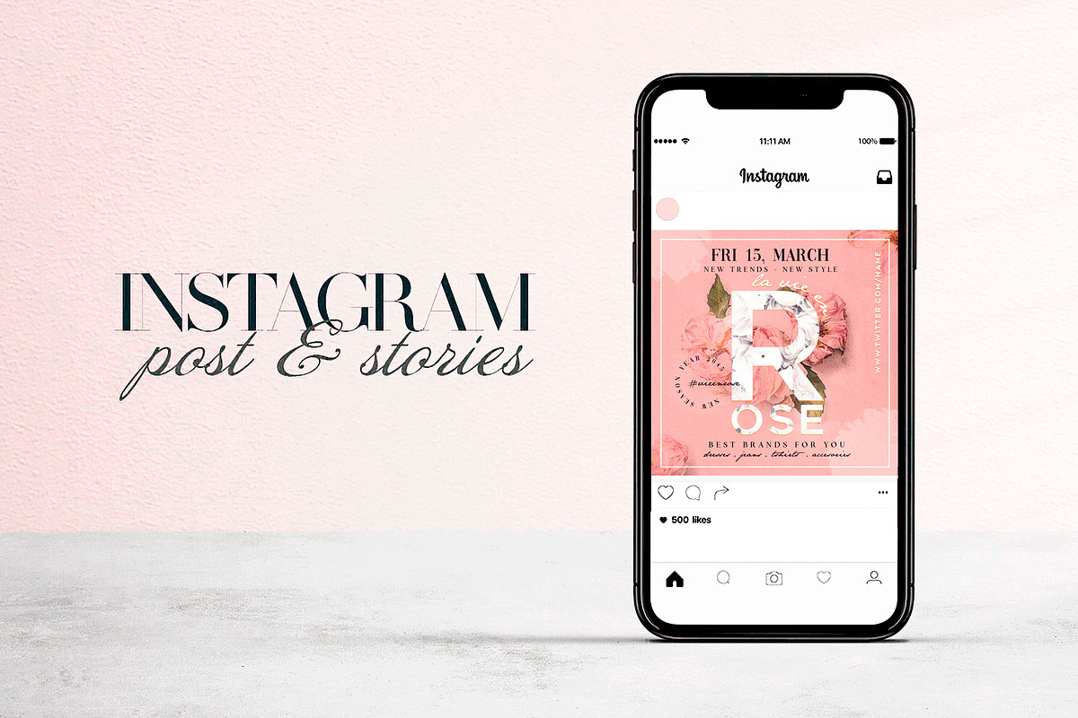 La Vie En Rose Social Media Pack, a Social Media Template by Touringxx Creative Studio (Photo 2 of 8)