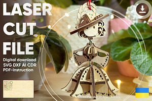 Fairy Girl Ornament - Laser Cut File