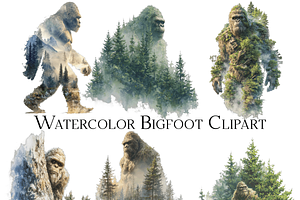 Watercolor Bigfoot Clipart