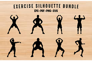 Exercise Silhouette SVG Clipart set, a Healthcare Illustration by Gfx Expert Team