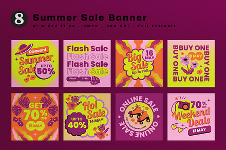 Pink Psychedelic Summer Sale Banner, an UI Kit Template by graphicook
