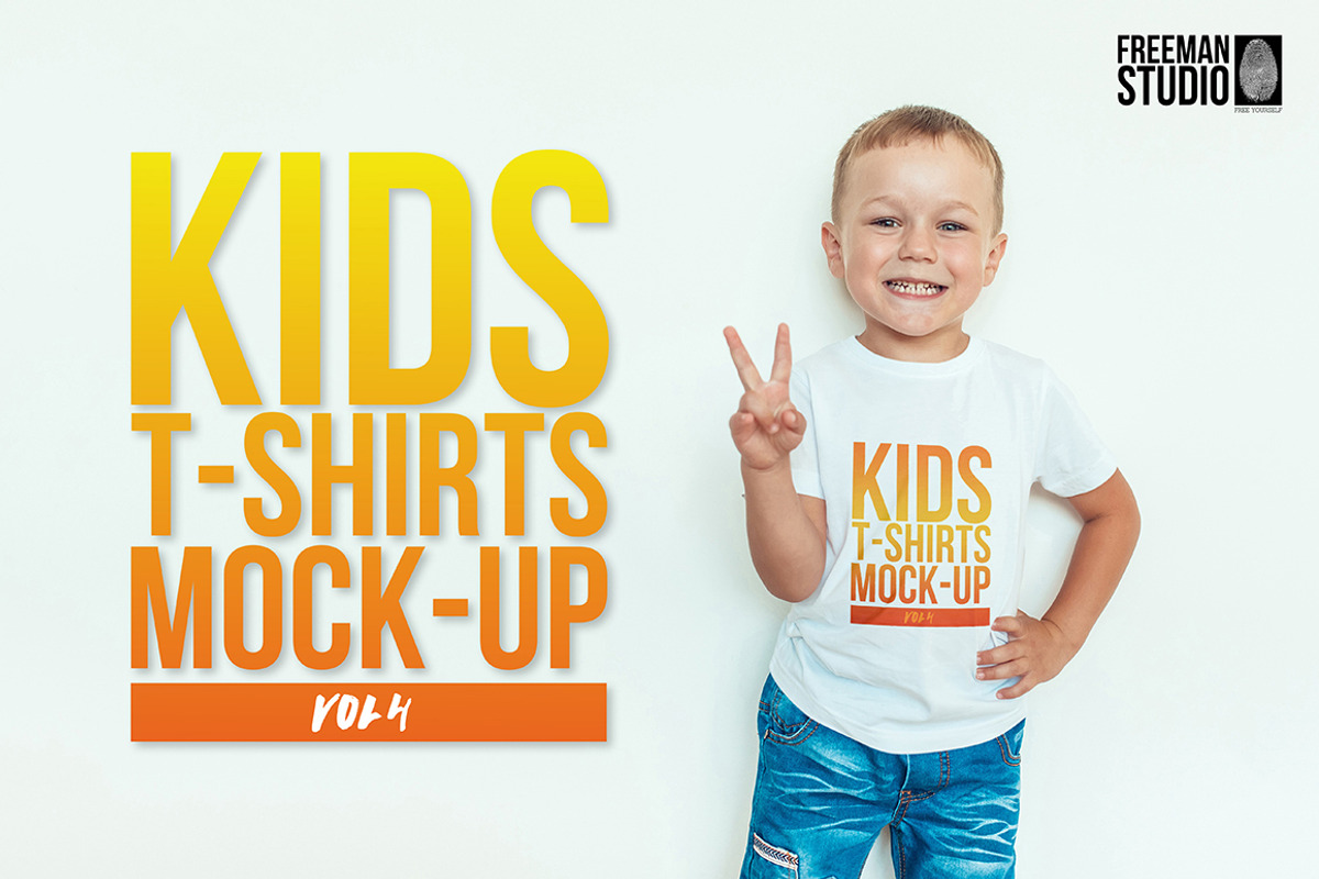 Kids T-Shirt Mock-Up Vol 4, a Shirt Mockup by Freeman Studio (Photo 1 of 14)