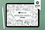 33 Dinosaur World Procreate Stamps, a Shape Add-On by MadliArt (Thumbnail 1 of 4)