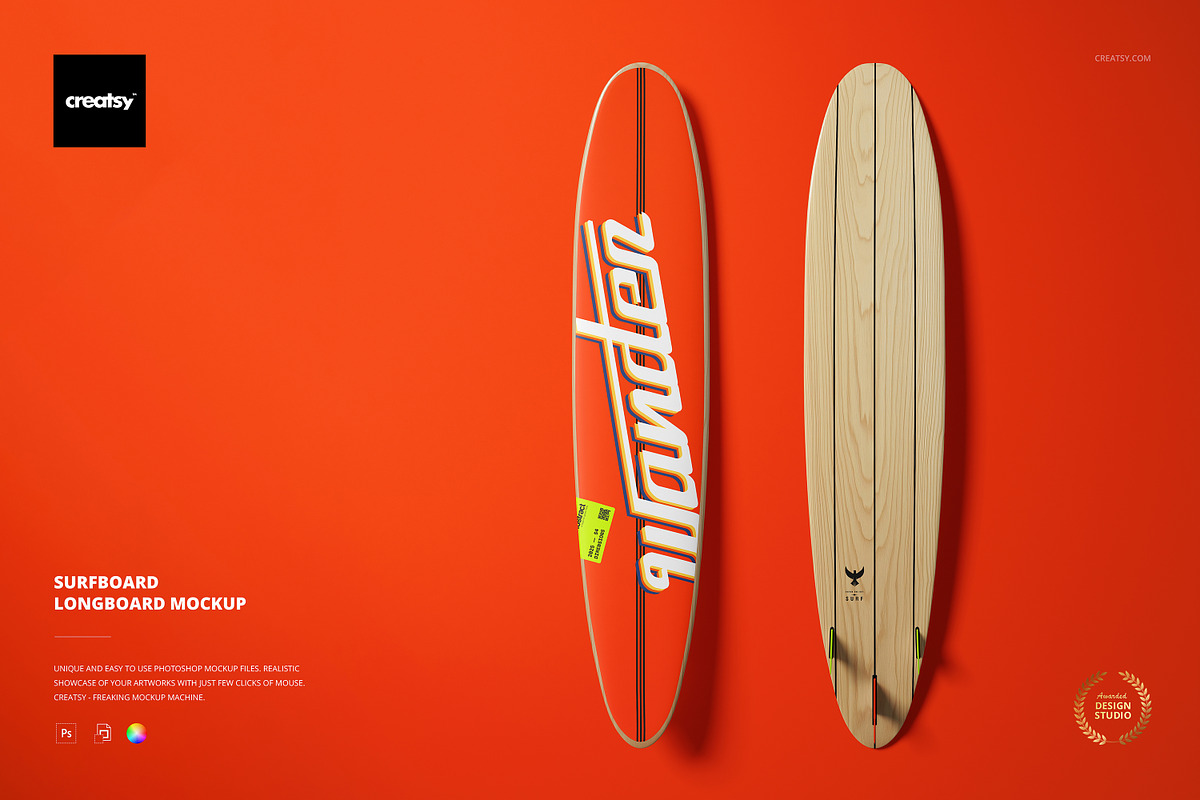 Surfboard Longboard Mockup, a Merchandise Mockup by Creatsy (Photo 1 of 6)