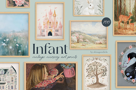 INFANT - vintage nursery art posters, a Background Graphic by alenaganzhela