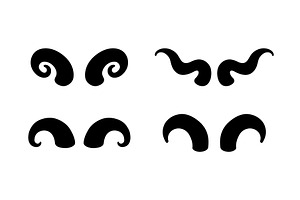 Set of curved animal horns, an Object Illustration by GraphiShop