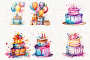 Watercolor Birthday Clipart Bundle, an Illustration by Mash Mash Stickers (Thumbnail 6 of 9)