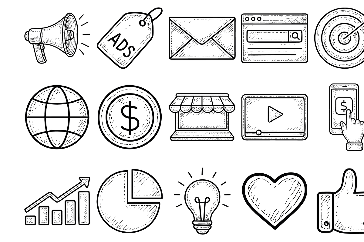 Digital Marketing Icons, an Object Graphic by nikagraphic