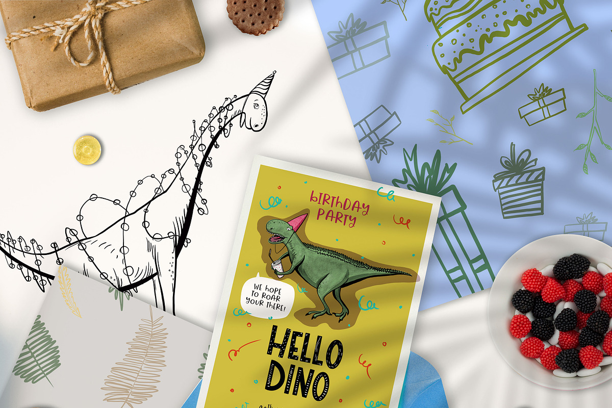 Birthday dinosaurs clipart, an Animal Illustration by ArtSpotVeronika (Photo 7 of 11)