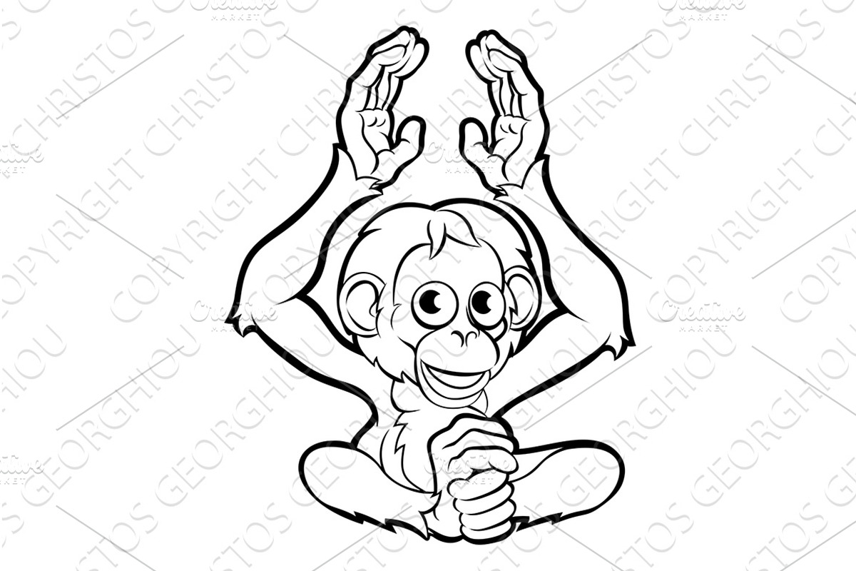Orangutan Ape Cartoon Animal, an Animal Illustration by Christos Georghiou