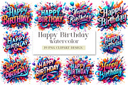 Happy Birthday Png Bundle, a Seasonal Illustration by DreamArtGraphic (Thumbnail 1 of 4)