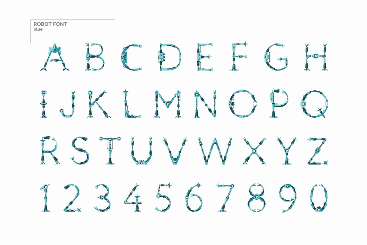 Robot font + Bonus Robots knights preview 5