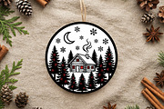 Winter Cabin Christmas Ornament PNG, a Decorative Illustration by CrexoraLab (Thumbnail 2 of 3)
