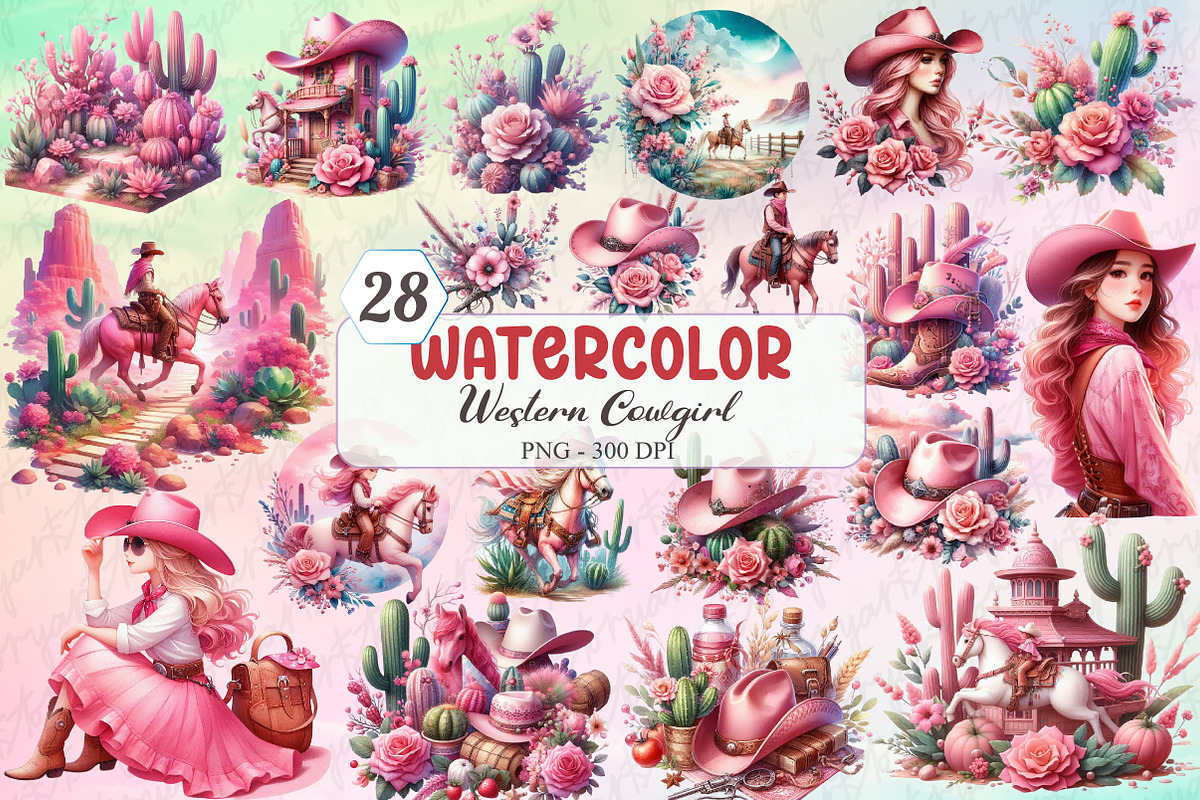 Watercolor Pink Western Cowgirl Bund, a Graphic by designcity5 (Photo 1 of 4)