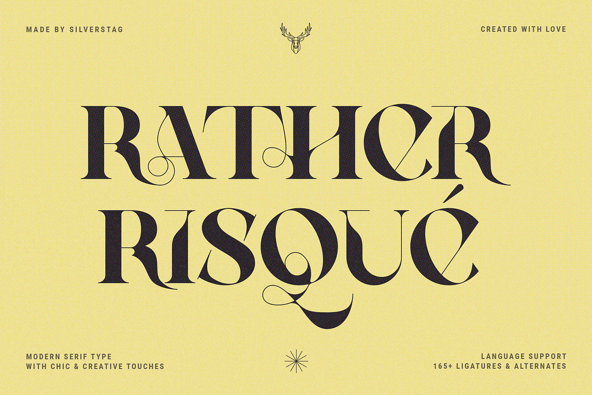 RATHER RISQUE - Ligature Serif Font, a Serif Font by SilverStag Type Foundry (Photo 1 of 27)