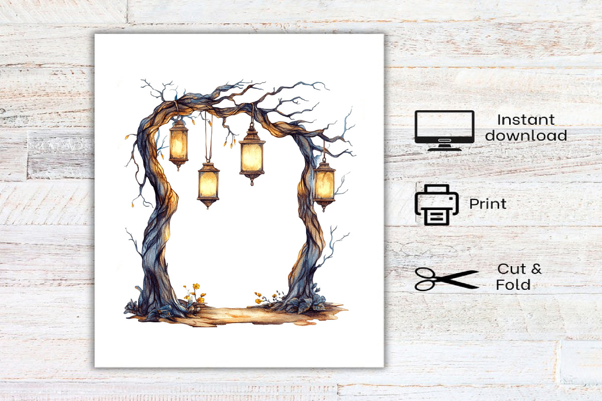 Watercolor Spooky Halloween Frames, an Illustration by Canvas Craft (Photo 8 of 8)