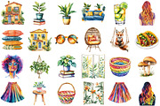 Watercolor 70'S Vibes Clipart, a Seasonal Illustration by designcity5 (Thumbnail 2 of 5)