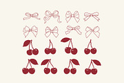 Coquette cherries and bows, a Decorative Illustration by yabluko_draws (Thumbnail 5 of 8)