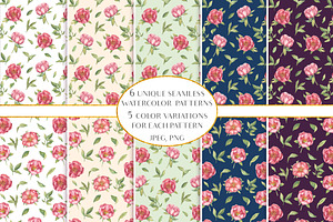 Peonies Seamless Patterns