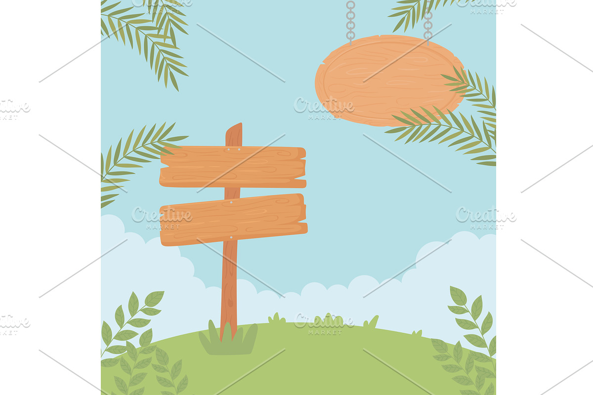 wood signpost and placard, an Object Illustration by studiogstock
