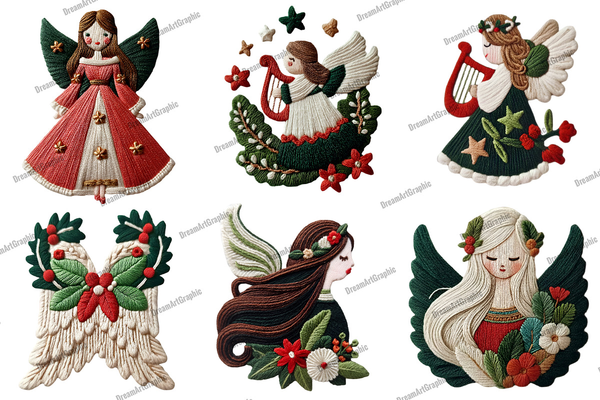 Whimsical Christmas Angel Clipart, an Illustration by DreamArtGraphic (Photo 4 of 5)