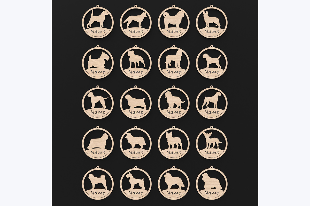 40 Custom Dog Ornaments Laser Files, an Object Graphic by ThemeXDigital (Photo 3 of 9)