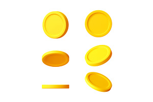 Set of gold blank coin in different, a Finance Illustration by Abscent