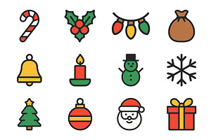 Christmas icons festive elements, a Branding & Logo Template by Vectorium Studio