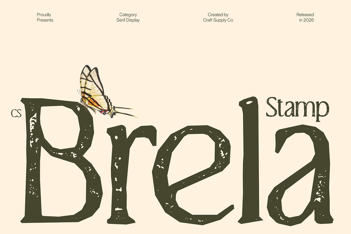 CS Brela Stamp, a Serif Font by Craft Supply Co. (Photo 1 of 8)