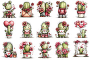 Whimsical Cactus Valentine's Clipart, an Illustration by Dream Creation (Thumbnail 3 of 6)