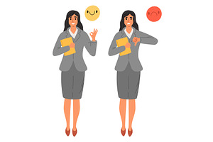 Businesswoman shows things are going, a Person Illustration by Vectorbuum
