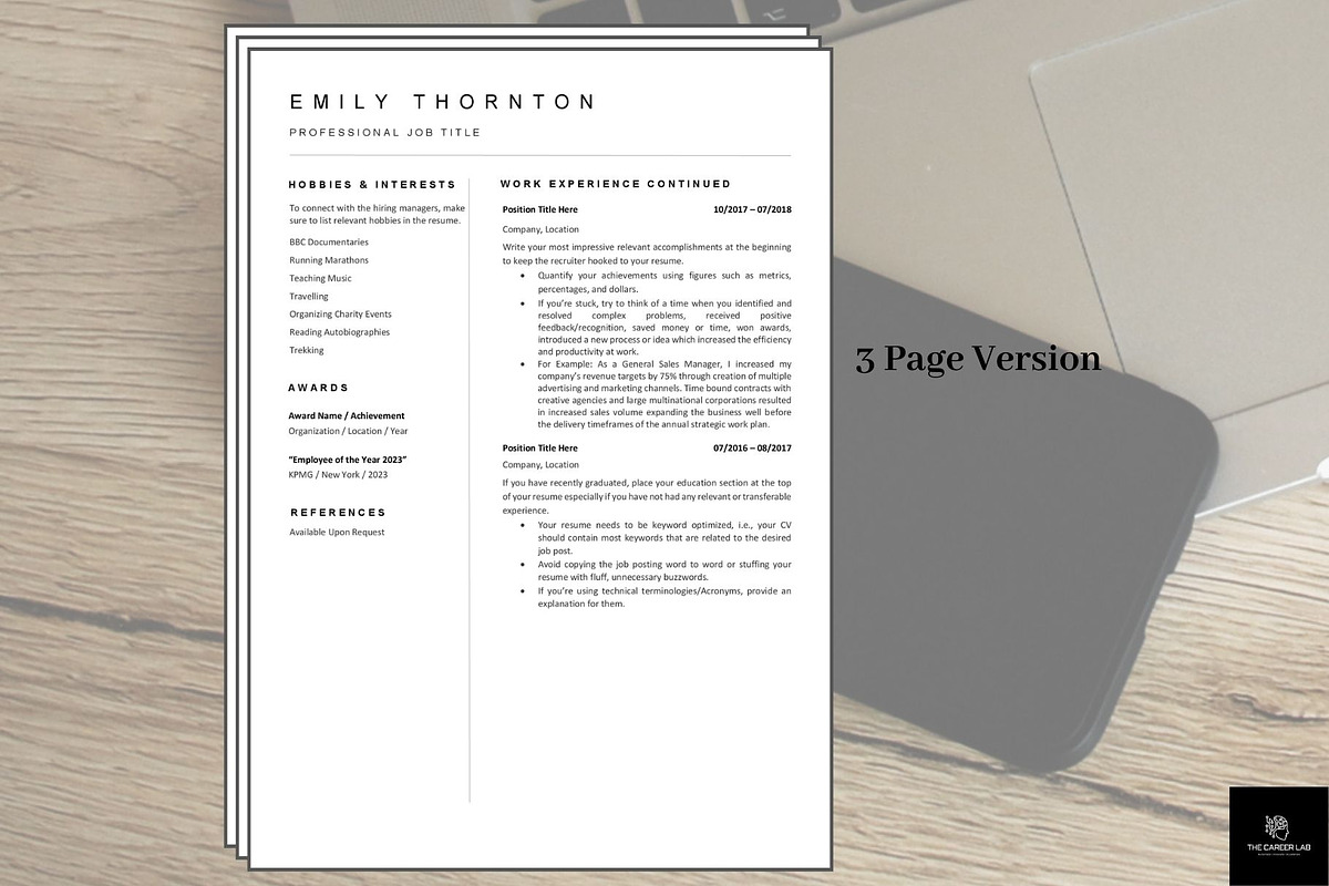 Resume/CV Minimalist photo template, a Resume Template by The Career Lab (Photo 5 of 10)