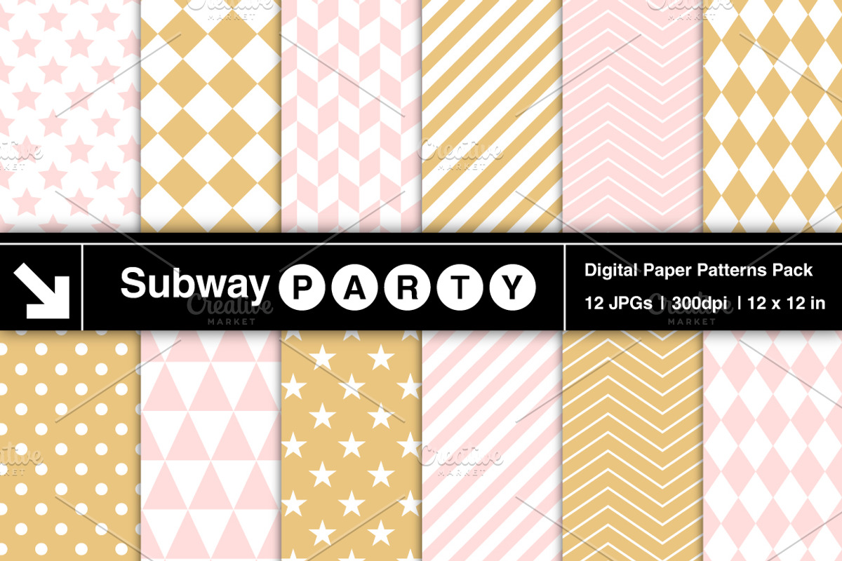 Blush Pink & Gold Geometric Papers