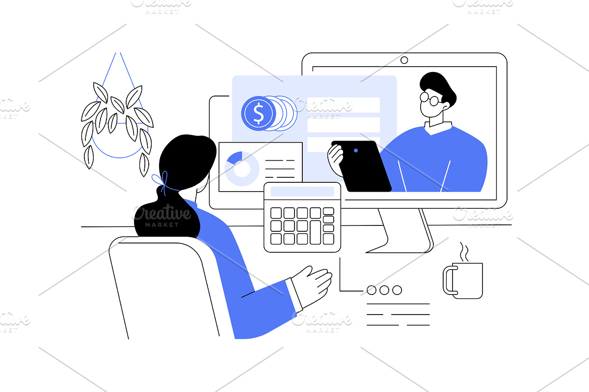 Remote accountant isolated cartoon, a Person Illustration by Visual Generation