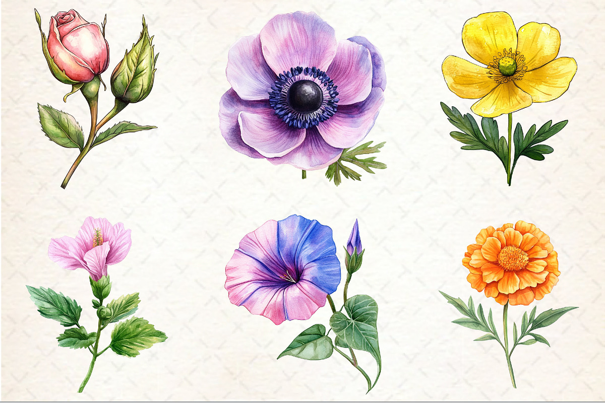 Watercolor Floral Summer Clipart, an Illustration by Rose Art (Photo 3 of 4)