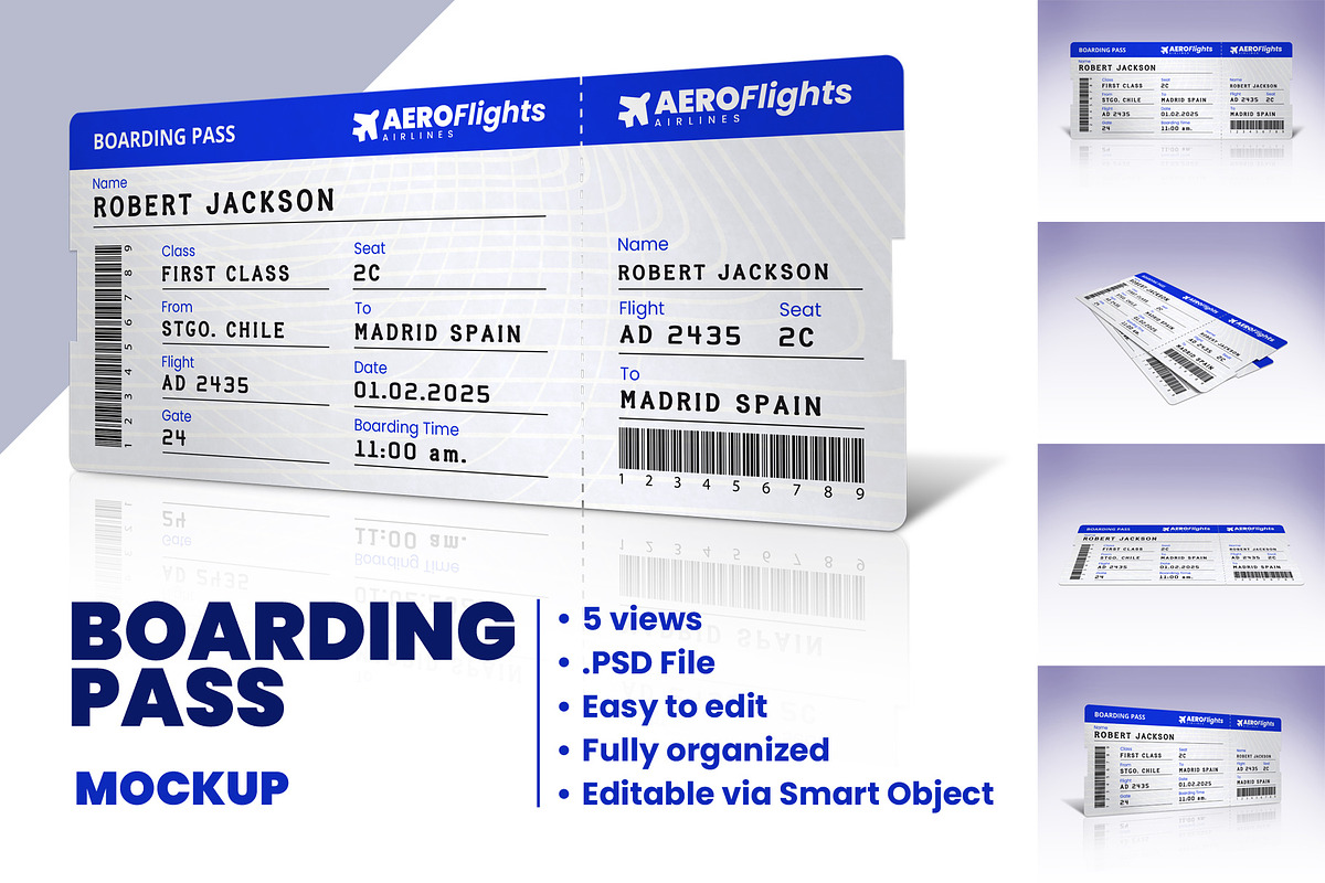 Boarding Pass Mockup, a Product Mockup by doghead (Photo 1 of 2)