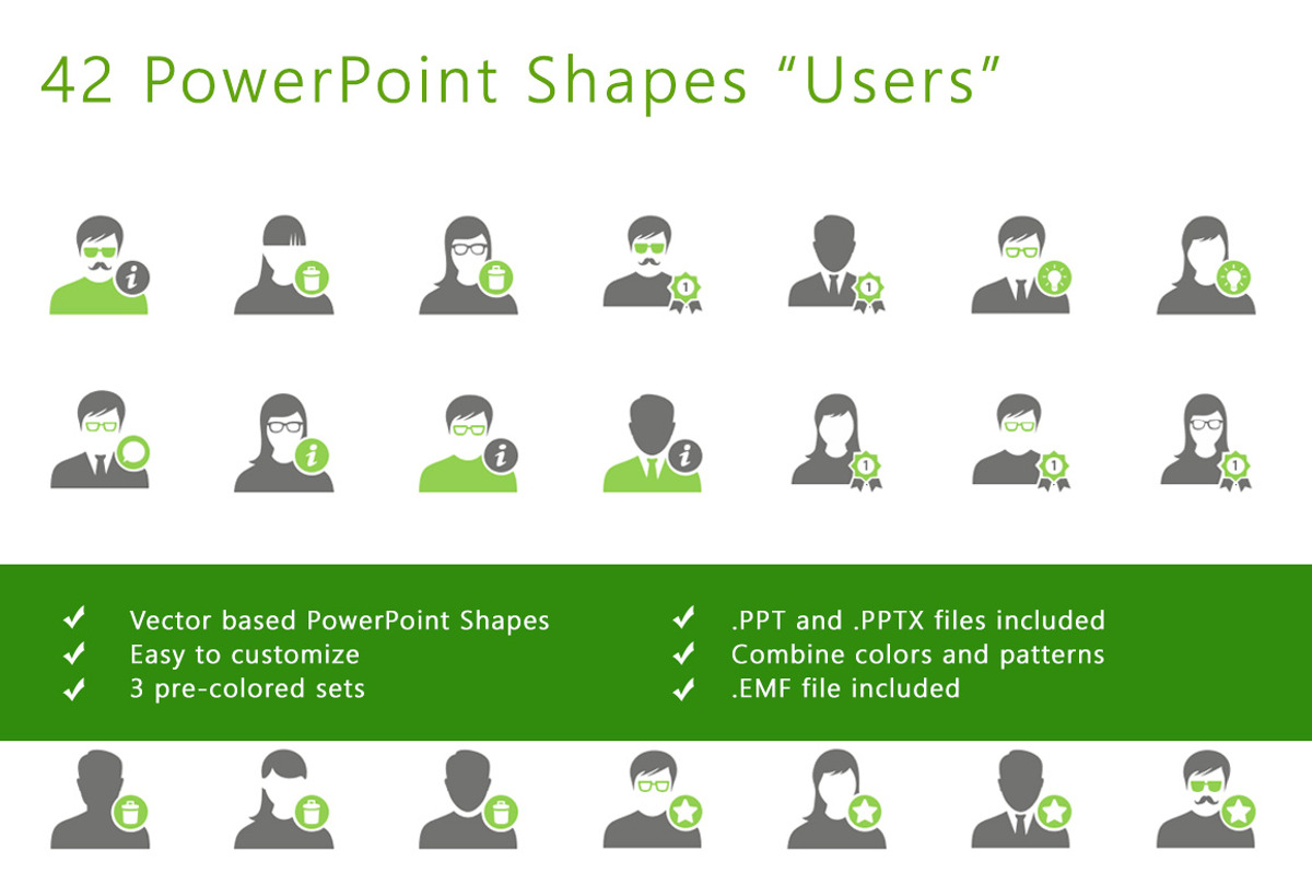 42 PowerPoint shapes Users, a Presentation Template by DutchDigitalDesign