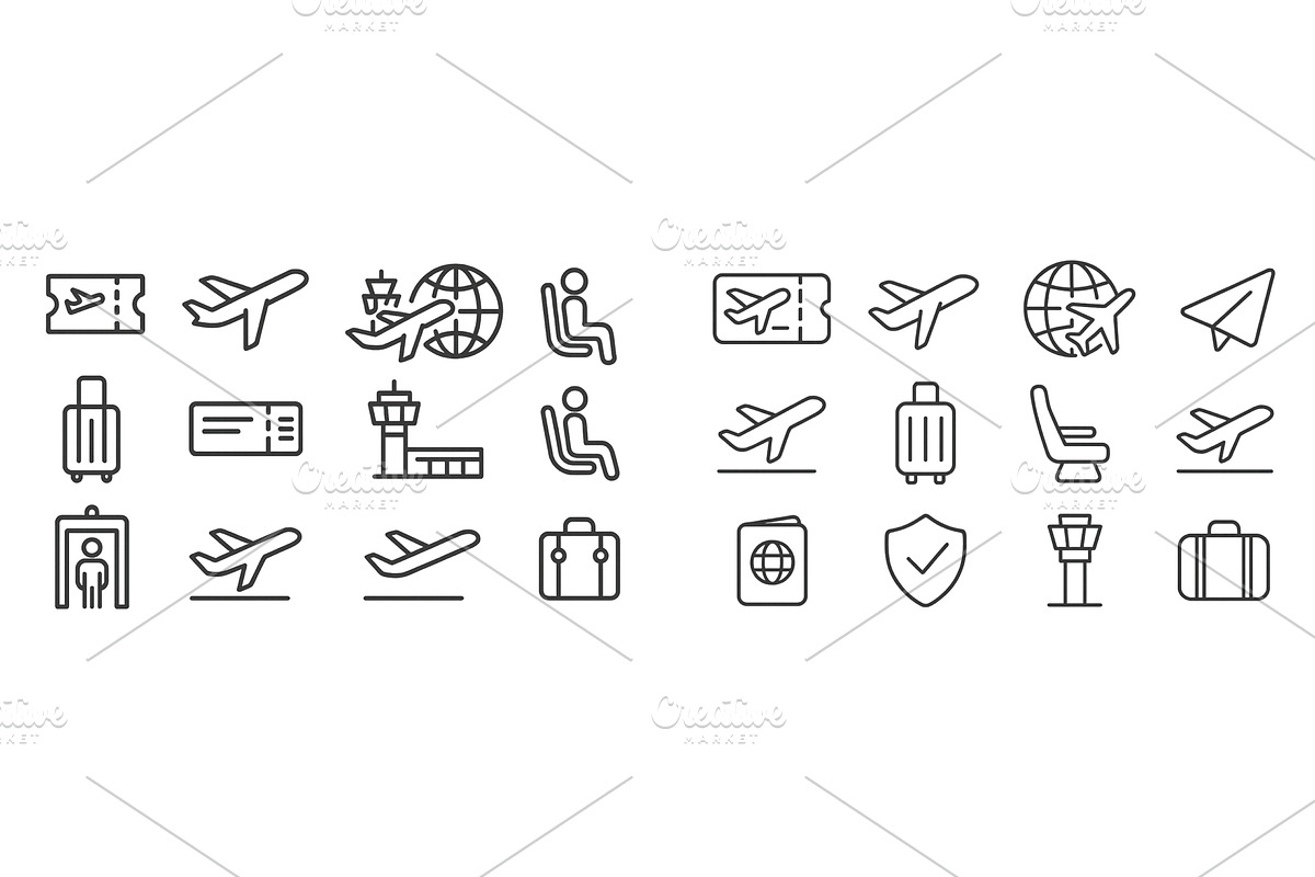 Collection of travel-related icons, an Illustration by ZinetroN