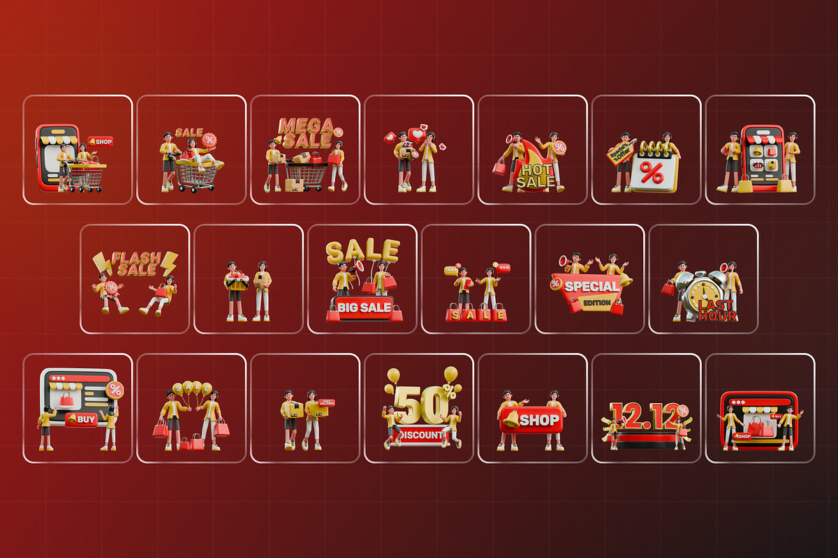 Sale Campaign 3D Character Pack, a Characters & Person 3D Model by Haps Space (Photo 4 of 4)