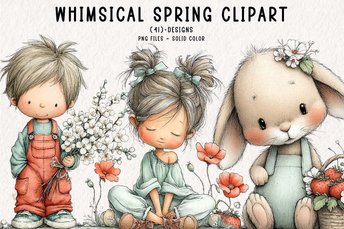 Whimsical Spring Clipart, an Illustration by CreationArt (Photo 1 of 7)
