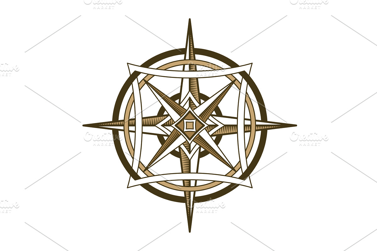 Retro nautical compass. Hand, an Object Illustration by Things for designers