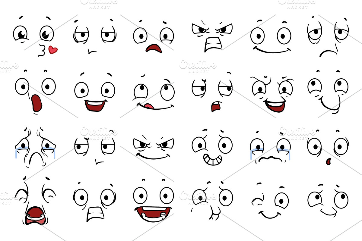 Cartoon comic faces. Expressions eye, a Graphic by Valerie Bodnar