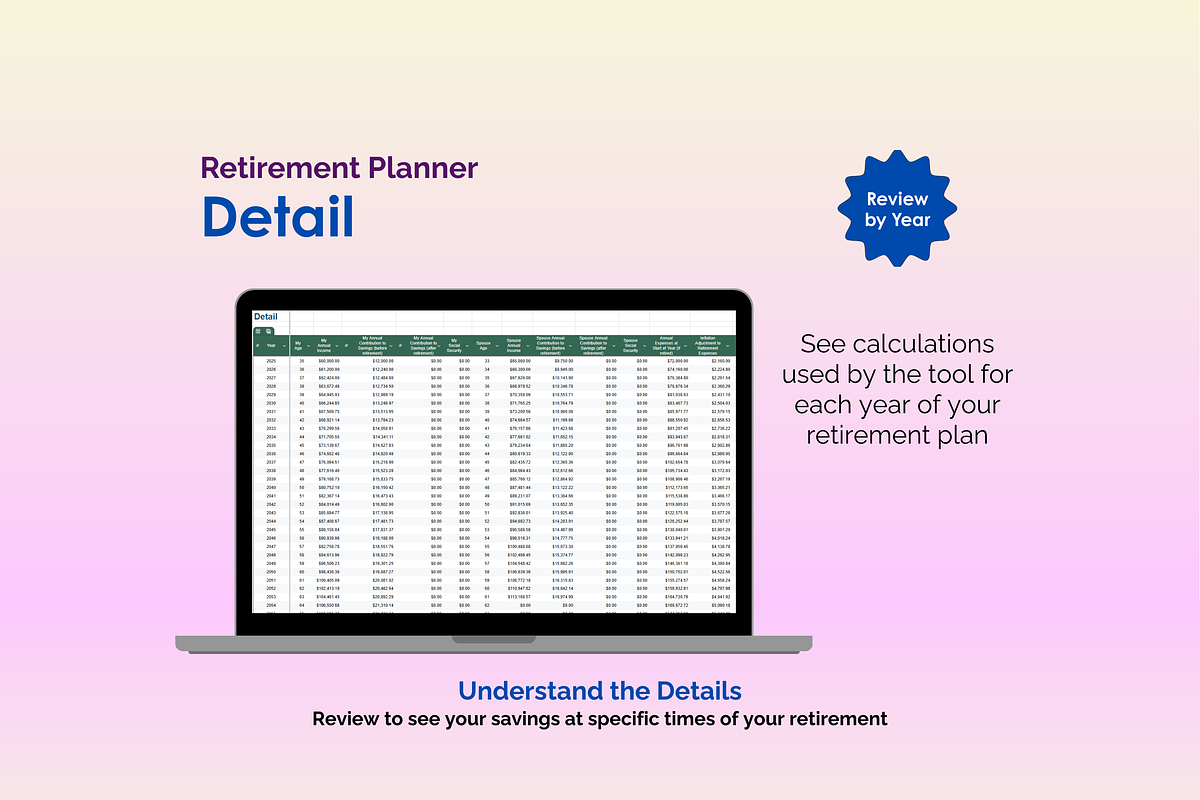Retirement Planner - Google Sheets preview 6